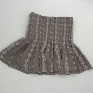 House of Harlow Gray embroidered Silk ruched skirt